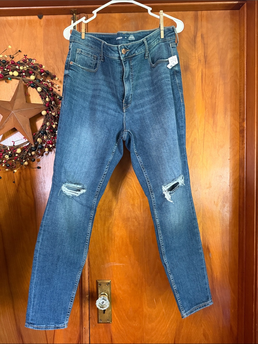 Old Navy Women's Skinny Jeans Distressed Blue Denim
